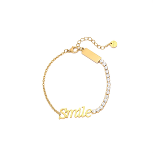 Smile Charm Bracelet Gold Plated Stainless Steel Fashion Jewelry for Women - Product Image 2