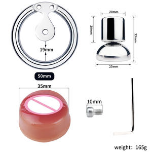 FRRK 2024 nuevo estilo en forma de vagina jaula de castidad Sissy I jaula de castidad CBT juego de acero inoxidable hombre jaula para evitar la masturbación pene - Product Image 4