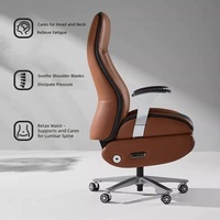 Fauteuil de massage électrique ergonomique moderne avec base rotative réglable en cuir véritable