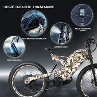 Vélo électrique à pneus larges de style militaire camouflage, célèbre sur internet, avec batterie au lithium intégrée, moteur à moyeu arrière 36V, autonomie de 60 km