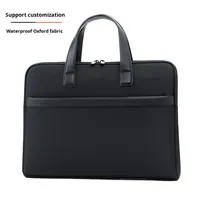 Porte-documents d'affaires en cuir véritable personnalisé, fermeture à glissière, logo imprimé, sac souple imperméable pour ordinateur et documents