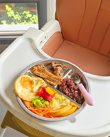 Assiette pour bébé en acier inoxydable 304 écologique avec logo personnalisé, assiette à ventouse en silicone pour enfants, vaisselle pour enfants