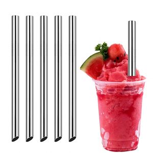 Pailles à boba modernes de haute qualité en acier inoxydable 304 de 12 mm, réutilisables, à bords biseautés, pour smoothies, idéales pour restaurants, bars et fêtes - Product Image 1