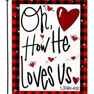 Jardin double face pour la Saint-Valentin pour Amazon New Outdoor Courtyard Plaid Love Logo Digital Printing Party Polyester Silk - Product Image 3