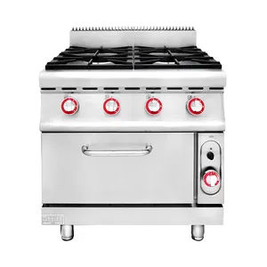 Gas Stove Industrial 4-Burner Gas Cooking Stove Range With Stainless Steel Cabinet Built-In Installation For Kitchen Equipment