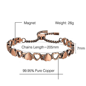 Bracelets Énergétiques en <span class=keywords><strong>Cuivre</strong></span> et Acier Inoxydable 316L ECAMAZ Heart Quantum Energy Science avec Pierre Minérale et Thérapie Magnétique, Breloque Noire, Cadeau - Product Image 5