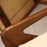 Chaise longue moderne en tissu bouclé, fauteuil d'appoint en bois, siège de détente écologique pour salon, chambre et hôtel