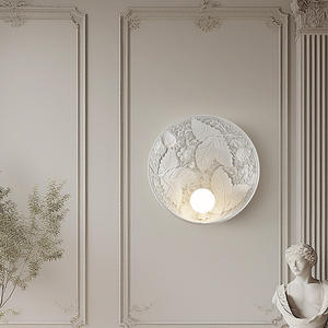 French <b>Retro</b> Carved <b>Wall</b> Lamp Original Design for Bedroom Bedside and Hallway Decorative <b>Light</b> Resin Body - Product Image 1