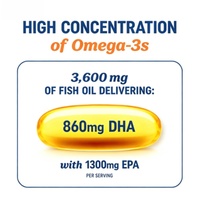 Cápsulas Blandas de Ácidos Grasos Omega 3 de Triple Potencia, Suplemento para Hombres y Mujeres, Suplemento Vegetariano de Aceite de Pescado EPA DHA