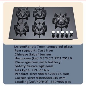 <b>Portable</b> Stainless Steel 5-Burner Gas Hob <b>Electric</b> <b>Cooker</b> Tempered Glass Top Built-in Kitchen Appliances for Outdoor Use - Product Image 4