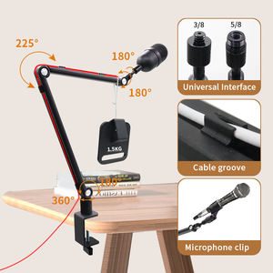 Soporte de Micrófono Corto y Resistente para Pedidos al por Mayor, Brazo de Micrófono Compacto para Escritorio con Protección de Mesa para Transmisión en Vivo - Product Image 3