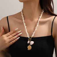 Collier pendentif européen américain transfrontalier nouveau style punk boucle OT irrégulière étoile de mer chaîne perlée en acier inoxydable 18K