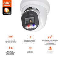 Caméra IP de sécurité PoE 4K 8MP avec lumière stroboscopique rouge et bleue, vision nocturne couleur intelligente, micro intégré, détection de mouvement humain, métal