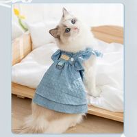 Manteaux rayés en jean pour chiens et chats, à manches volantées, avec anneau de laisse, pour Halloween, tenues créatives pour petits chiens de type Chihuahua, accessoire pour chiot