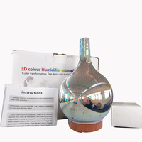 Diffuseur d'huile essentielle et d'arôme 3D, humidificateur d'air en forme de Vase, Led, feu d'artifice, 7 couleurs, en verre, ml