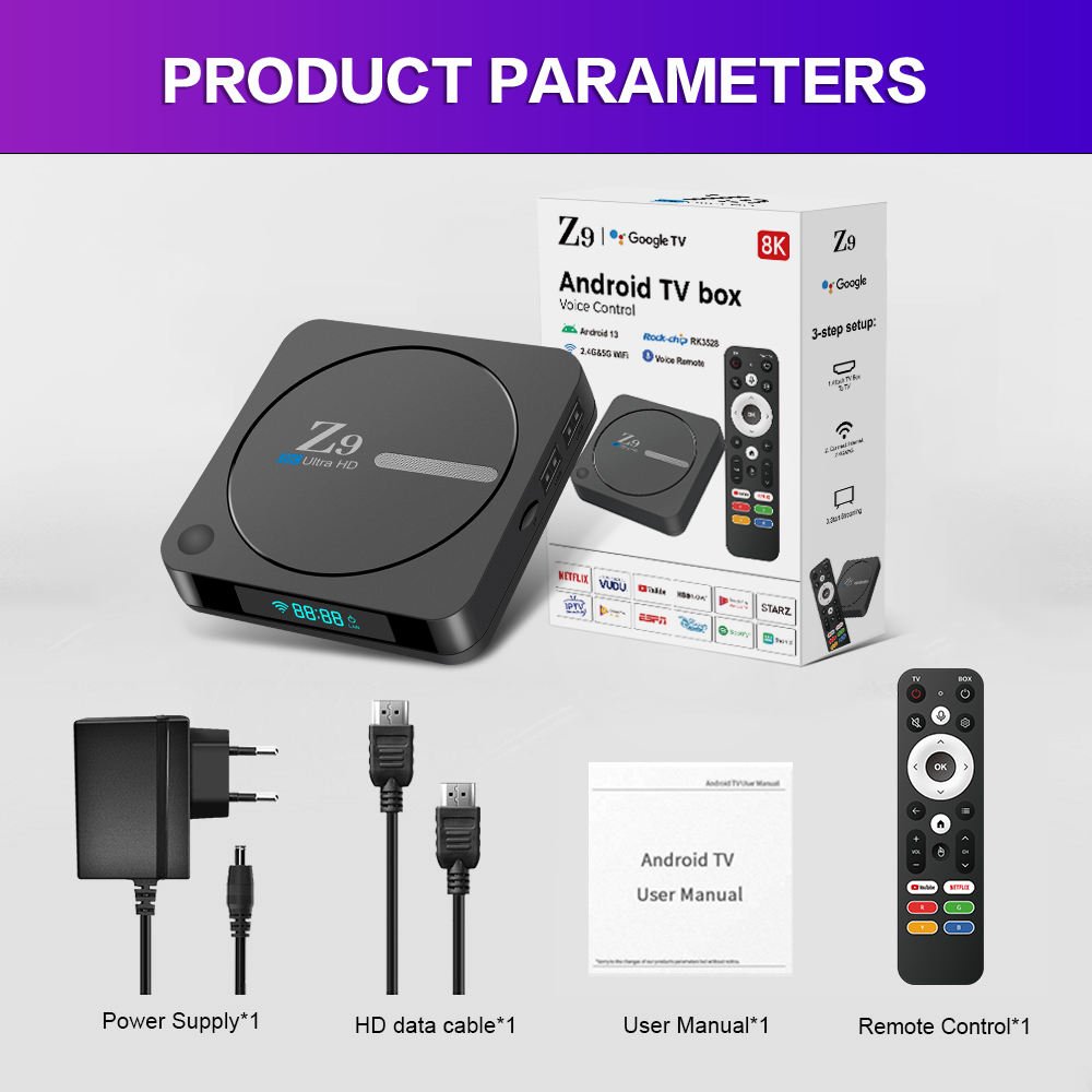 High Performance ODM Smart Android TV Box Z9 RK3528, 8K Support