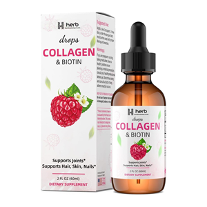 Colágeno de marca blanca ODM/OEM para el crecimiento del cabello, alto soporte antioxidante, piel radiante, uñas fuertes, colágeno, gotas de biotina - Product Image 1