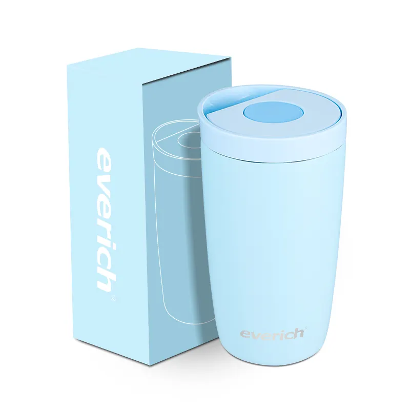 Tasse à café thermique personnalisée de 350ml tasses isolées sous vide thermique en acier inoxydable avec bouton poussoir