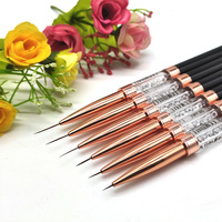 Lot de Pinceaux Double Face pour Nail Art de Haute Qualité, Liner 5/7/9/11/13/15mm, Pinceau Gel UV avec Manche en Strass pour Traçage de Lignes