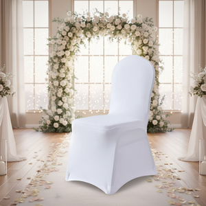 <span class=keywords><strong>Housse</strong></span> <span class=keywords><strong>de</strong></span> <span class=keywords><strong>chaise</strong></span> monobloc épaissie en polyester uni blanc, <span class=keywords><strong>extensible</strong></span> en spandex, durable, pour mariage et salle à manger - Product Image 2