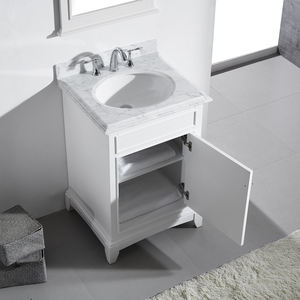 Modern Free Standing Solid Wood <b>Bathroom</b> Vanity Easy-Clean Surface <b>Mirror</b> Included Soft-Closing Hinges for Apartment Workshop - Product Image 2