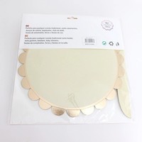 Support à gâteau en papier à un étage avec bordure dorée festonnée, couleurs macaron, pour les fêtes d'anniversaire, décoration de table de desserts