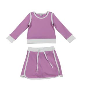 Conjunto de Ropa Infantil RTS Nuevo, Informal, de Color Morado Sólido, Camisa de Manga Larga para Niñas Pequeñas, Falda Pantalón, Shorts, Conjunto de Ropa para Niños - Product Image 1