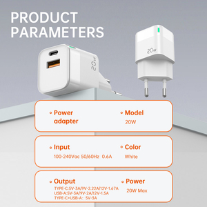 DQS Nhà Máy Trực Tiếp Giá 20W USB-A Loại C Gan Sạc Scp EU Chúng Tôi Tiêu Chuẩn Cắm Sạc Nhanh Pd 3.0 5V/3A Điện Thoại Di Động Bộ Chuyển Đổi - Product Image 6