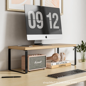 <b>Desktop</b> Monitor Stand Wooden <b>Riser</b> Screen Lifter Storage Base For Office Organization - Product Image 3