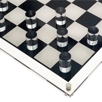 Jeu d'échecs en plexiglas sur mesure, jeu de dames en acrylique noir et transparent de luxe