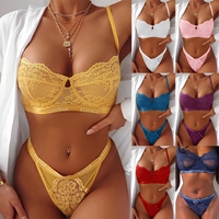 Ensemble de lingerie sexy personnalisé grande taille pour femmes, brodé, en dentelle
