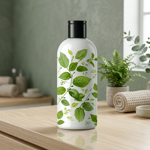 Herbal Scrubber Body Exfoliant 200ml Green Leaf Printed <b>Soap</b> Bottle for Home Spa Travel Use - Product Image 1