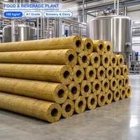 Isolation de tuyaux en laine de roche A1 100kg/m3 pour usines alimentaires et de boissons, sections de laine minérale pour brasseries, laiteries, vapeur et eau chaude