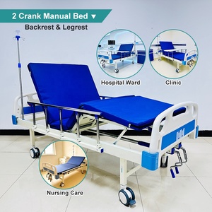 <span class=keywords><strong>Lit</strong></span> d'hôpital manuel à deux manivelles pour soins aux patients avec dossier réglable et barrières latérales en aluminium - Product Image 4