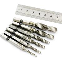 Lot de 6 tarauds à filetage hélicoïdal HSS4341 à queue hexagonale, métriques/im impériales, pour vis mécaniques à cannelures spirales