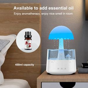 โคมไฟกลางคืนรูปเมฆฝน เครื่องเพิ่มความชื้นรูปเห็ด พร้อมเสียงน้ำหยดผ่อนคลาย สำหรับวางข้างเตียงช่วยการนอนหลับ - Product Image 5