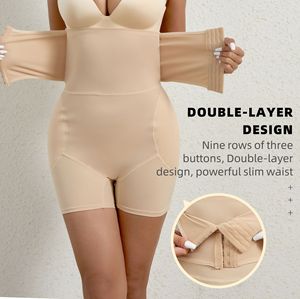 Cintura adelgazante abotonada cintura barriga entrenador Shapewear bragas acolchadas pantalones cortos ajustados moldeador de cuerpo con almohadillas para glúteos y caderas mujeres - Product Image 4