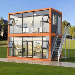 غرفة شمسية حديثة من الفولاذ قابلة للتركيب في الهواء الطلق، منزل حاويات مستقل بذاته ذو طبقتين، فيلات بجدران زجاجية، مكاتب، فنادق، مراكز تسوق - Product Image 3