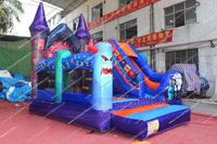Combo gonflable d'Halloween avec toboggan, château gonflable à obstacles, château gonflable commercial, structures gonflables