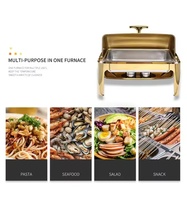 Kuntai Réchaud de buffet professionnel de luxe moderne en acier inoxydable couleur or 9 litres, chauffé au gaz, pour restaurant