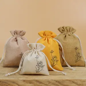 Bolsa de juta de tecido eco amigável, bolsa para joias, saco de embalagem para presente, sacos de serapilheira com logotipo