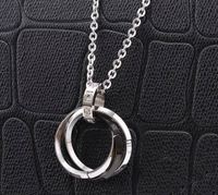 Collier pendentif en acier inoxydable avec 3 cercles entrelacés, 50 cm de long, orné de strass, bijoux tendance pour femmes, cadeau
