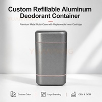 Emballage personnalisé en métal pour cosmétiques, étui à déodorant en aluminium rectangulaire arrondi, réutilisable et luxueux