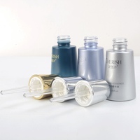Flacon compte-gouttes en verre bleu givré argenté OEM 30 ml avec impression sérigraphique pour soins de la peau, huile essentielle, sérum