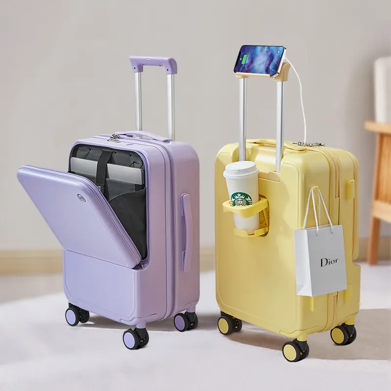 Minlubaoluo tùy chỉnh thực hiện trên hành lý valise de Voyage trường hợp khó khăn thông minh Xe đẩy du lịch mang theo trên vali hành lý Bộ