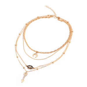 Colliers superposés tendance pour femme, pendentif flèche en zircon taille brillant, serti griffe, bijoux de fête en alliage de zinc, multi-brins - Product Image 5