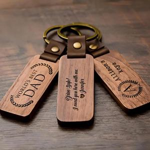 <b>Personalised</b> Laser Engraved Wooden Label <b>Keyring</b> Custom Logo Keychains with Wood Strap Accessories for <b>Car</b> Bag Pendant - Product Image 1
