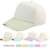 Casquette de baseball HBA54 en gros, personnalisable avec logo, tendance, Veracap, 5 panneaux, unie, bicolore, vintage, à rayures sur la visière