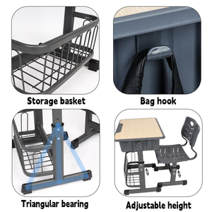 طاولة وكرسي طالب بتصميم عصري قابل لتعديل الارتفاع مع سعة تخزين كبيرة لأثاث التعليم المدرسي - Product Image 4