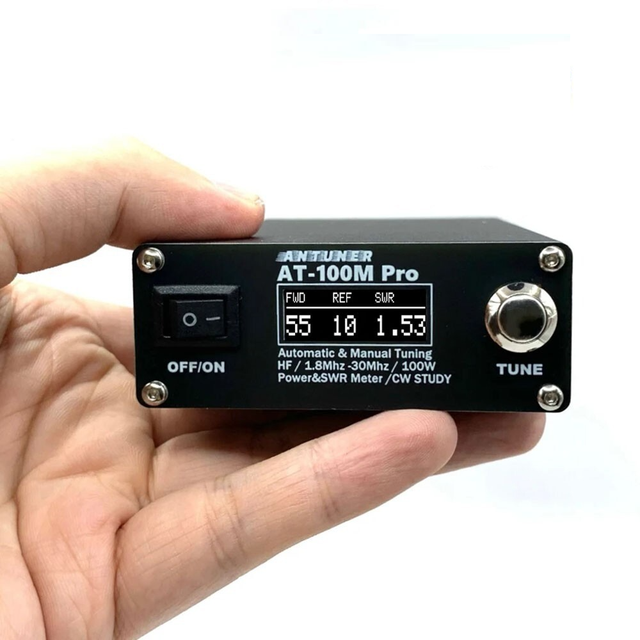 Anysecu AT-100MPro Antenna Tuner 1.8Mhz-30Mhz Automatic Manual Tuning 100W Power Meter